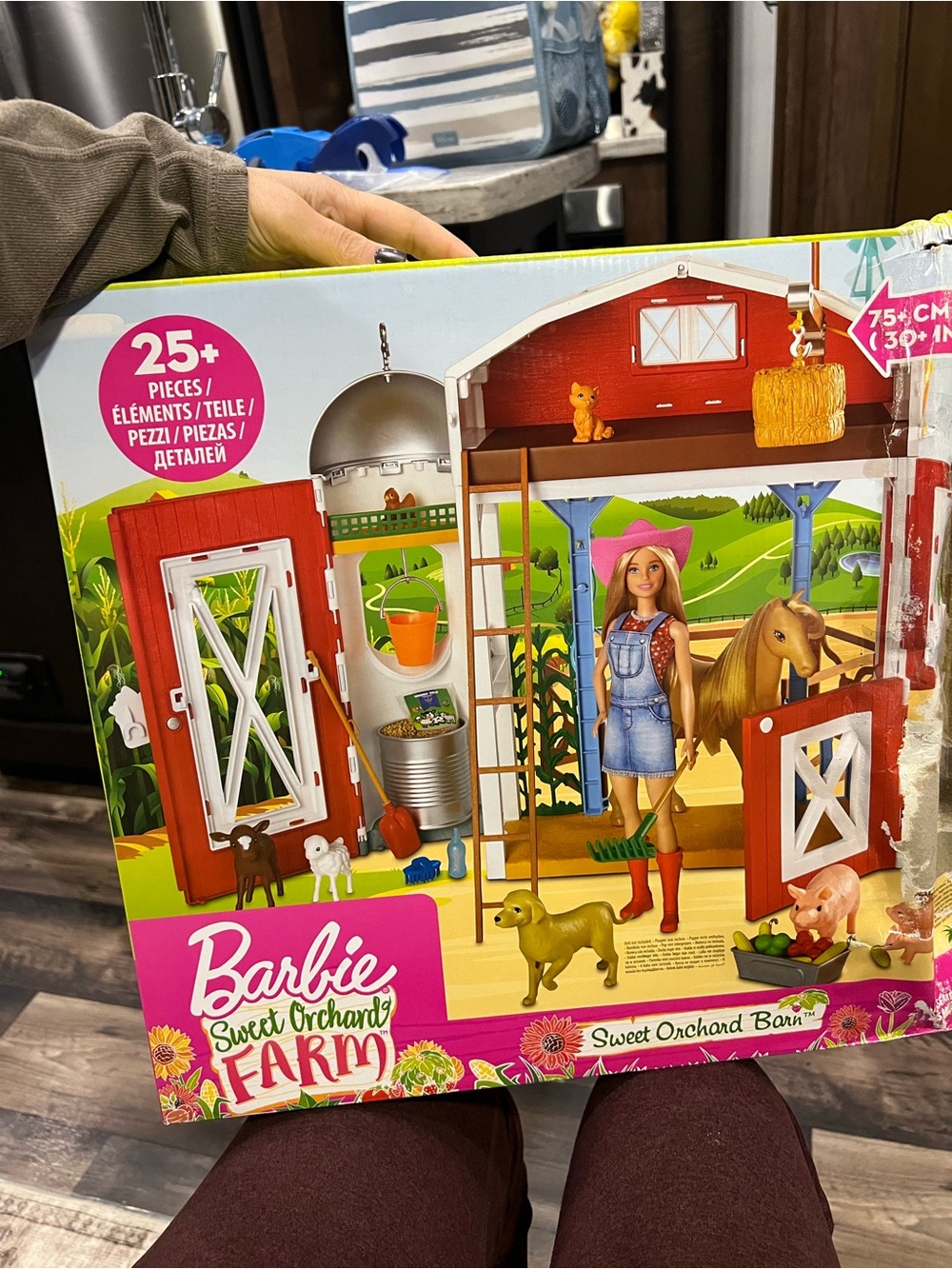 Barbie Sweet Orchard Farm Barn Playset GJB66 Horse Animals 25+ Pieces In Box
